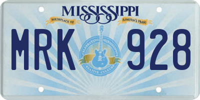 MS license plate MRK928