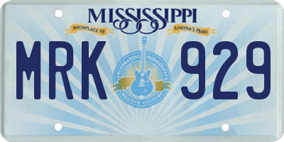 MS license plate MRK929