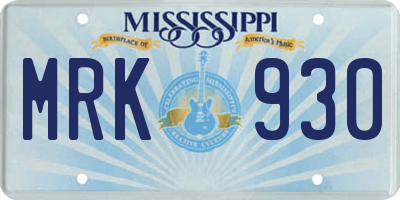 MS license plate MRK930