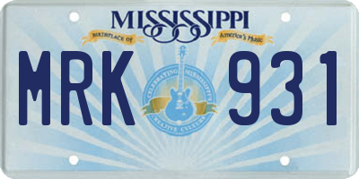 MS license plate MRK931