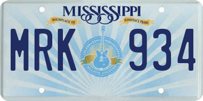MS license plate MRK934