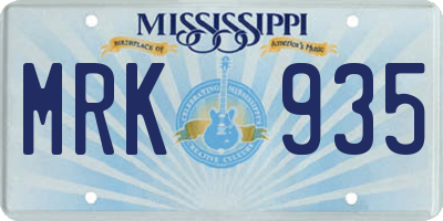 MS license plate MRK935
