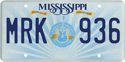 MS license plate MRK936