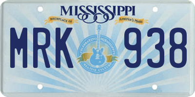 MS license plate MRK938