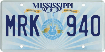 MS license plate MRK940