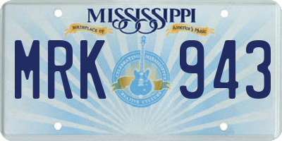 MS license plate MRK943