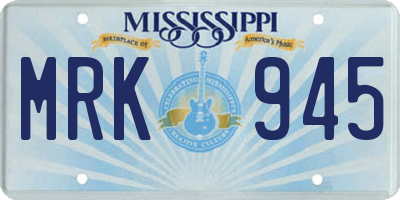 MS license plate MRK945