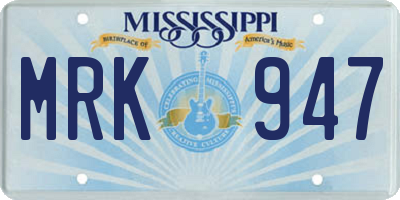 MS license plate MRK947