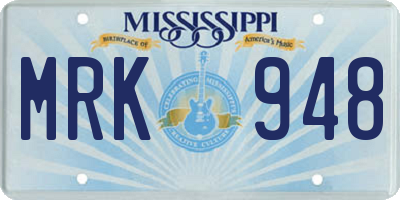 MS license plate MRK948