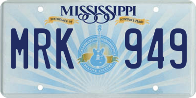 MS license plate MRK949