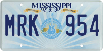 MS license plate MRK954