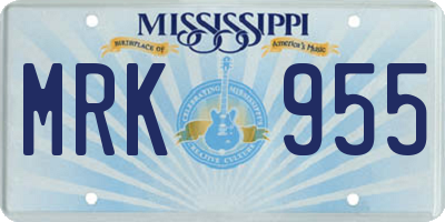 MS license plate MRK955