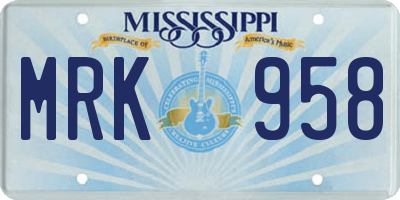 MS license plate MRK958