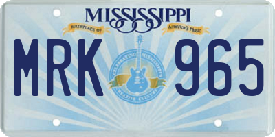 MS license plate MRK965