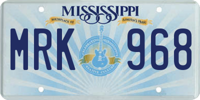MS license plate MRK968