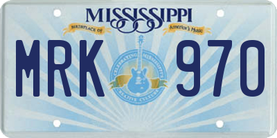 MS license plate MRK970