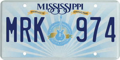 MS license plate MRK974