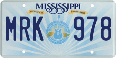 MS license plate MRK978
