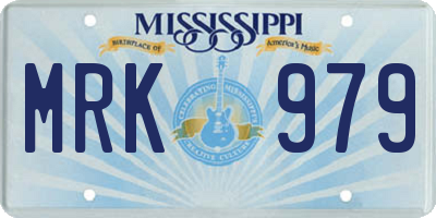MS license plate MRK979