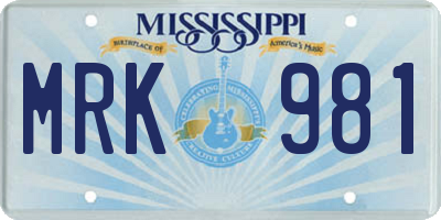 MS license plate MRK981