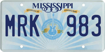 MS license plate MRK983