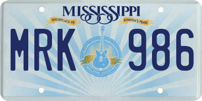 MS license plate MRK986
