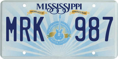 MS license plate MRK987
