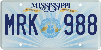MS license plate MRK988