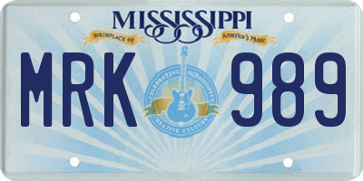 MS license plate MRK989