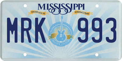 MS license plate MRK993