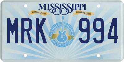 MS license plate MRK994