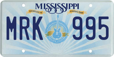MS license plate MRK995