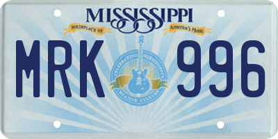MS license plate MRK996