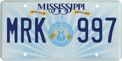 MS license plate MRK997