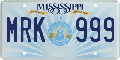 MS license plate MRK999