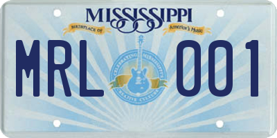 MS license plate MRL001