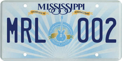 MS license plate MRL002