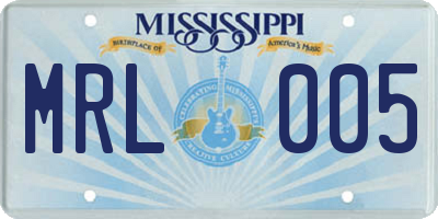MS license plate MRL005