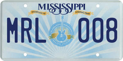 MS license plate MRL008