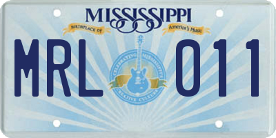 MS license plate MRL011