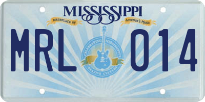 MS license plate MRL014