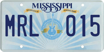 MS license plate MRL015
