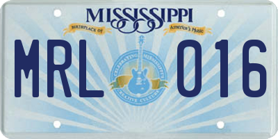 MS license plate MRL016