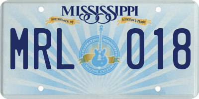 MS license plate MRL018
