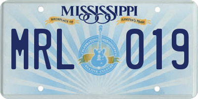 MS license plate MRL019