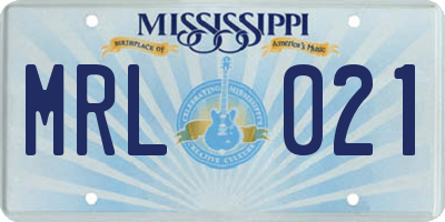 MS license plate MRL021
