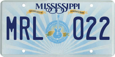 MS license plate MRL022