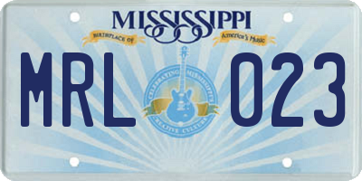 MS license plate MRL023
