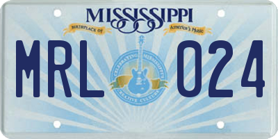 MS license plate MRL024