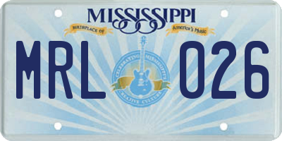 MS license plate MRL026